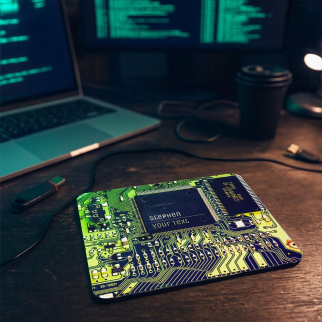 Modern Printed Circuit Board Design Add Name Geeky Mouse Mat (Creator Uploaded)