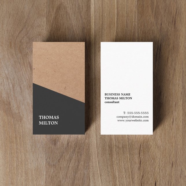 Modern Printed Kraft Paper Black Geometric  Business Card (Creator Uploaded)