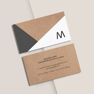 Modern Printed Kraft Paper Grey White Geometric Business Card
