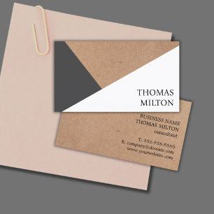 Modern Printed Kraft Paper Grey White Geometric Business Card