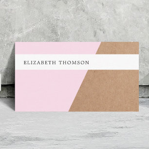 Modern Printed Kraft Paper Rose White Geometric Business Card
