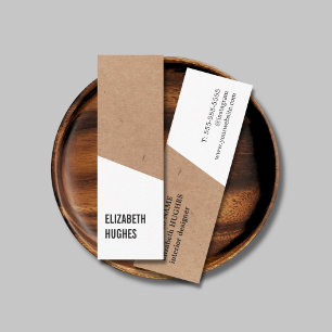 Modern Printed Kraft Paper White Geometric  Mini Business Card