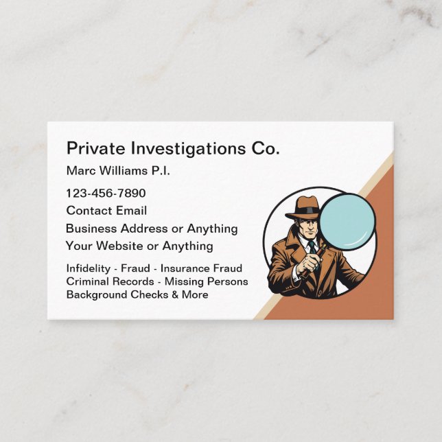Modern Private Investigator Theme Business Card (Front)