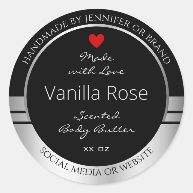 Modern Product Packaging Labels Black and Silver (Front)