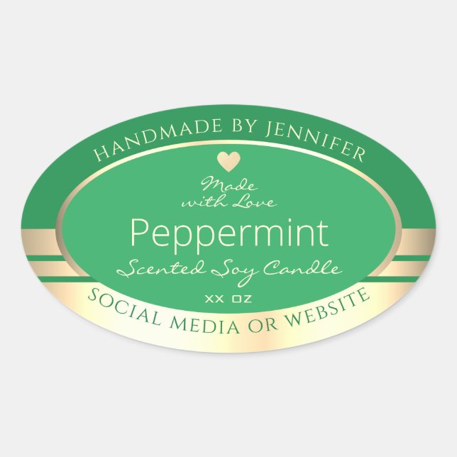 Modern Product Packaging Labels Green and Gold (Front)