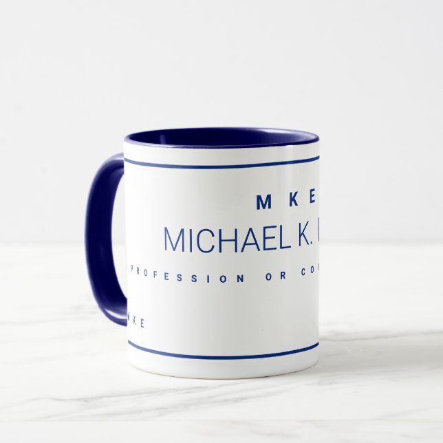 Modern Profession Business Name Blue Mug (Front Left)