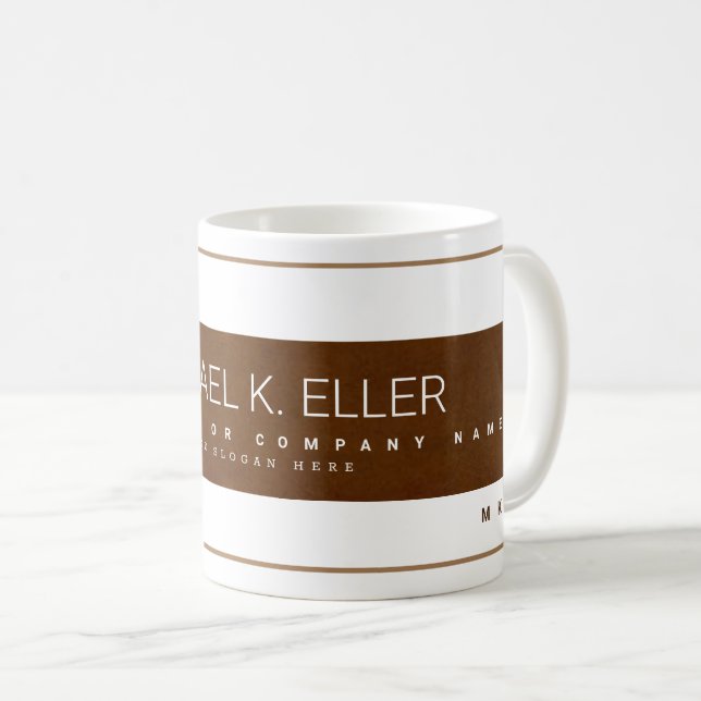 Modern Profession Business Name Brown Coffee Mug (Front Right)