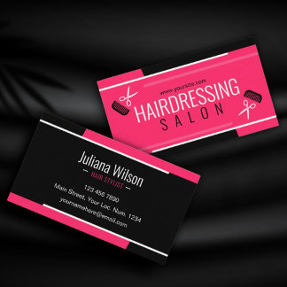Modern profession Pink hair stylist Business Card