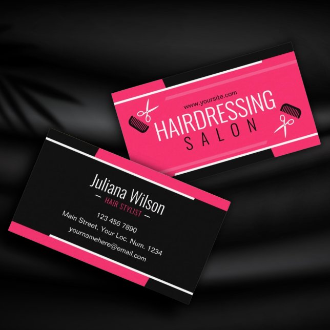 Modern profession Pink hair stylist Business Card (Creator Uploaded)