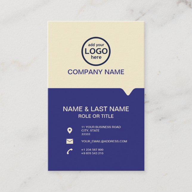 Modern Professional 2 colours add your logo Business Card (Front)