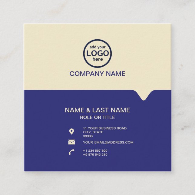 Modern Professional 2 colours add your logo Square Business Card (Front)