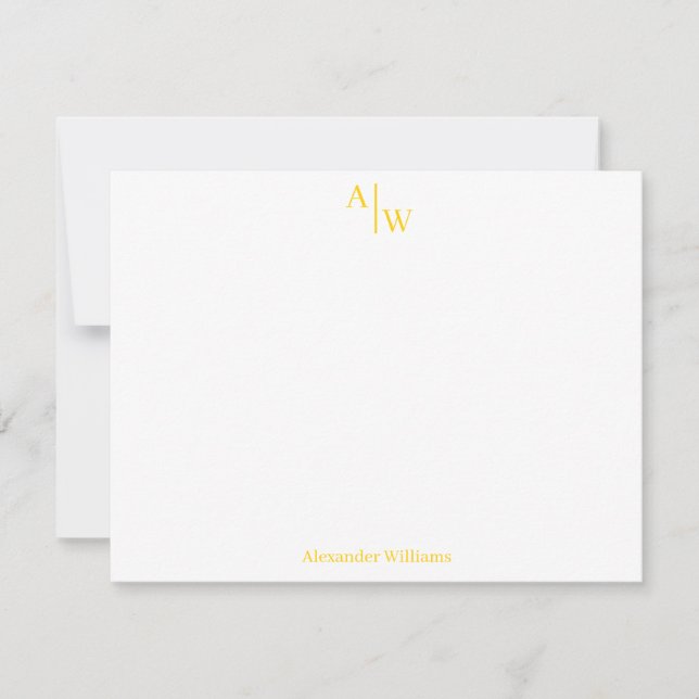 Modern Professional 2 Monogram Basic Bright Yellow Card (Front)
