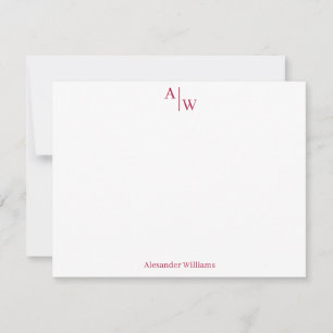 Modern Professional 2 Monogram Basic Burgundy Red Card
