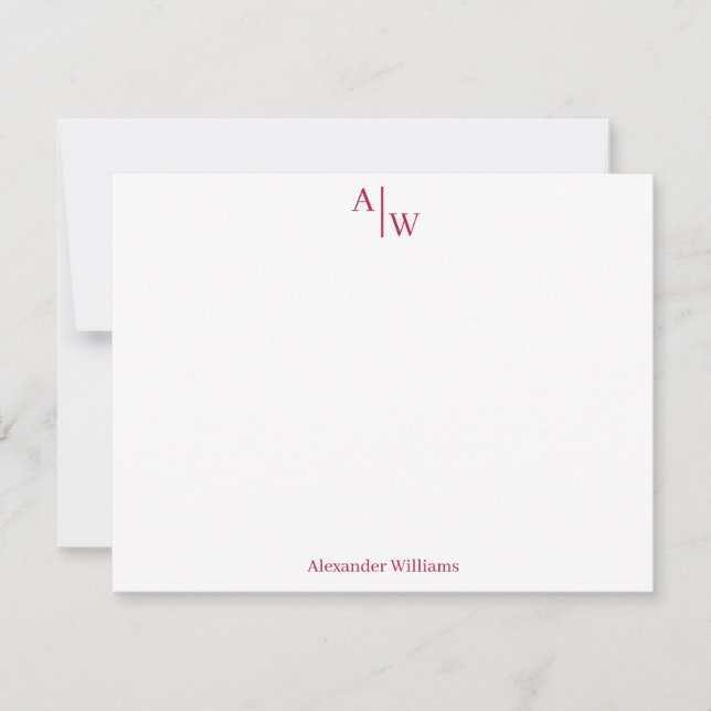 Modern Professional 2 Monogram Basic Burgundy Red Card (Front)