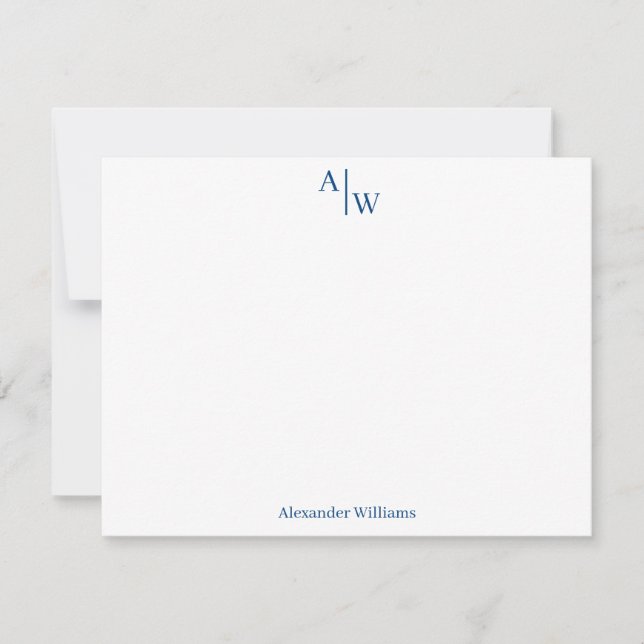 Modern Professional 2 Monogram Basic Navy Blue Card (Front)