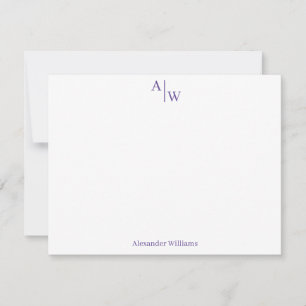 Modern Professional 2 Monogram Chic Violet Purple Card
