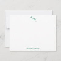 Modern Professional 2 Monogram Girly Forest Green