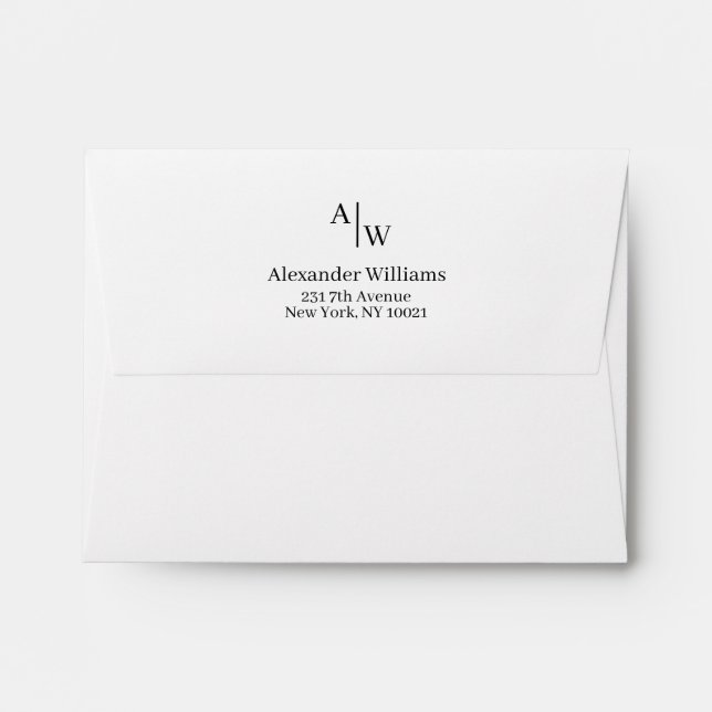 Modern Professional 2 Monogram Initial Basic Black Envelope (Back (Top Flap))