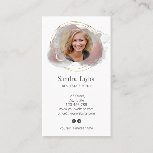 Modern Professional Add Your Logo Real Estate Busi Business Card (Front)