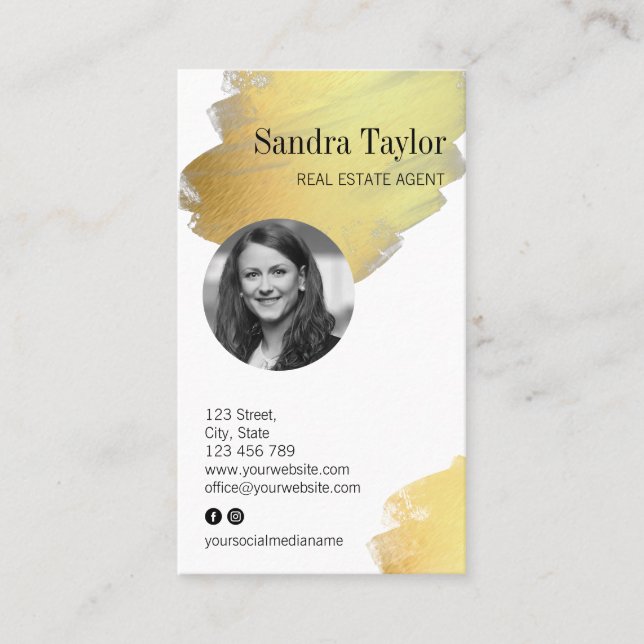 Modern Professional Add Your Logo Real Estate Business Card (Front)