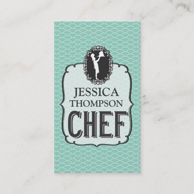 Modern Professional Aqua Cook Chef Custom Cards (Front)