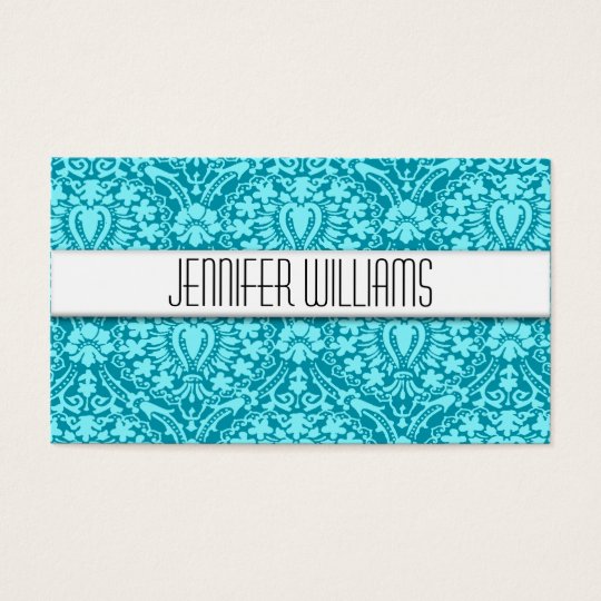 Modern Professional Aqua Damask Business Cards