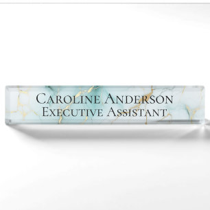 Modern Professional Aqua Marble Nameplate