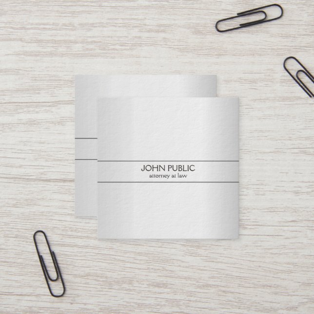 Modern Professional Attorney Lawyer Thick Luxury Square Business Card (Front/Back In Situ)