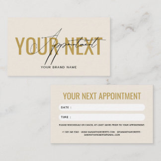 Modern professional beige gold your next appointment card