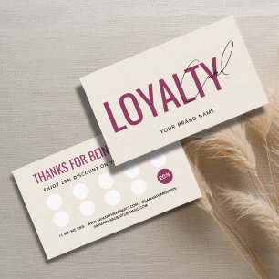 Modern professional beige red customer loyalty card