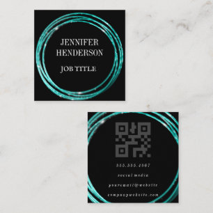 Modern professional black and blue circle square business card