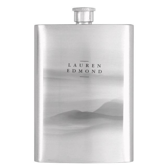 Modern Professional Black and White Abstract Hip Flask (Front)