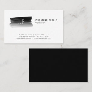 Modern Professional Black and White Monogrammed Business Card