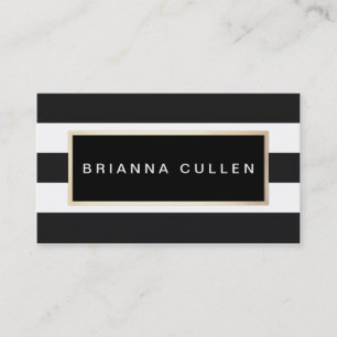 Modern Professional Black and White Striped Business Card
