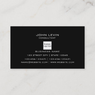 Modern Professional Black Background Logo Contact Business Card