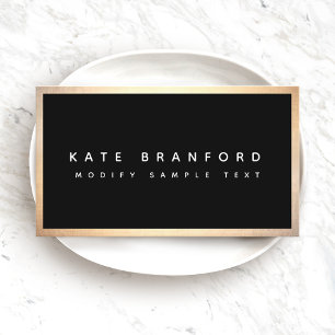 Modern Professional Black Gold Border Business Ca Business Card