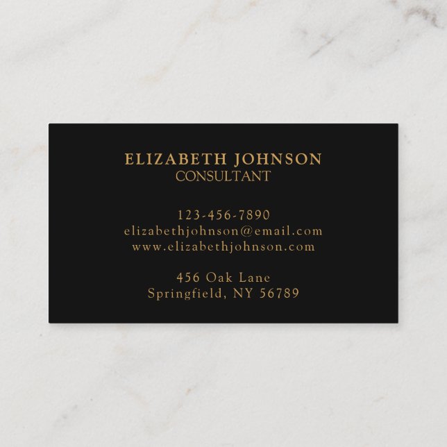 Modern Professional Black & Gold Company Logo Business Card (Back)