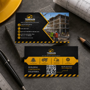 Modern Professional Black Gold Construction Business Card