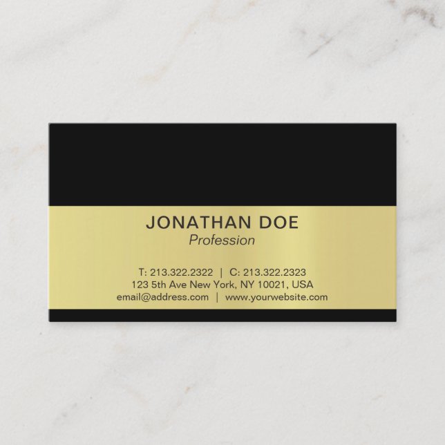 Modern Professional Black Gold Soft Silk Luxe Business Card (Front)