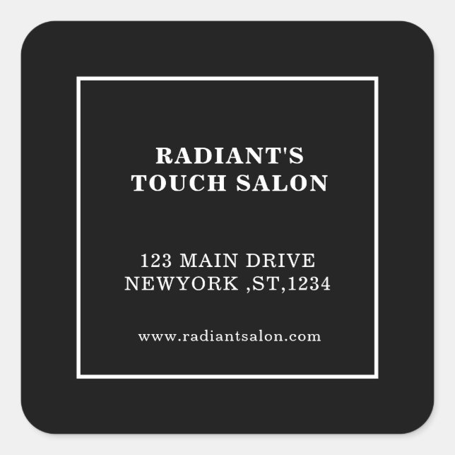 Modern Professional Black Gray Business Branding Square Sticker (Front)