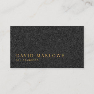 Modern Professional Black Leather Effect Business Card