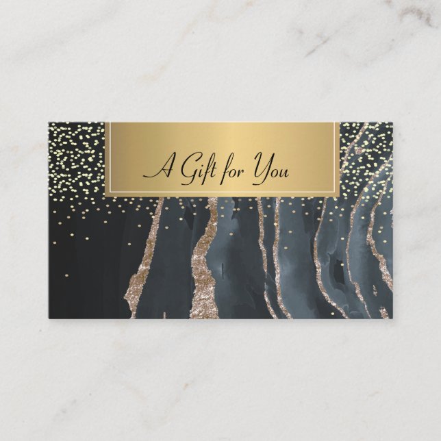 Modern,Professional Black Marble Gold   Discount Card (Front)