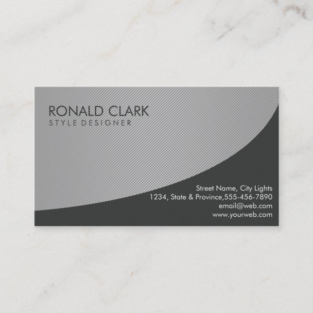 Modern Professional Black Metal Steel Silver Business Card (Front)