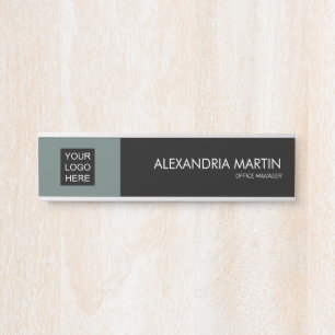 Modern Professional Black Moss Green Logo  Door Sign