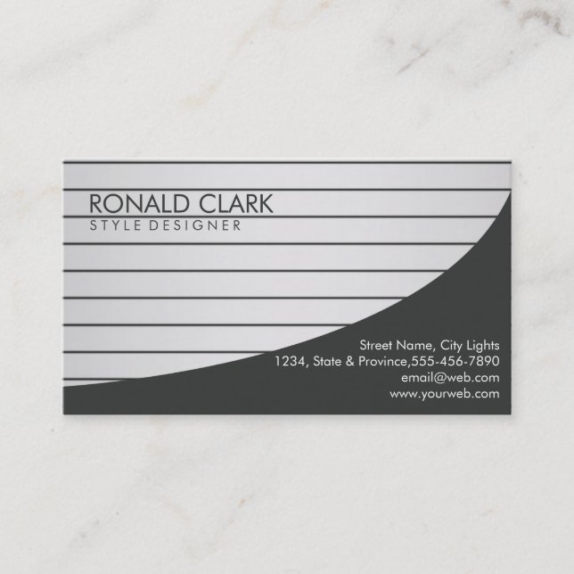 Modern Professional Black Silver Metal Steel Business Card (Front)