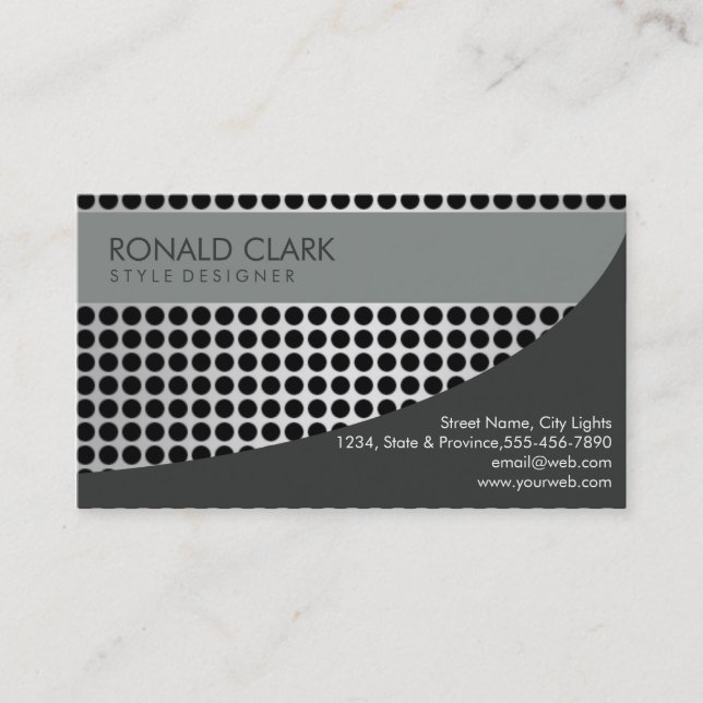 Modern Professional Black Silver Metal Steel Business Card (Front)