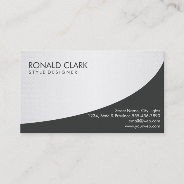 Modern Professional Black Silver Metal Steel Business Card (Front)