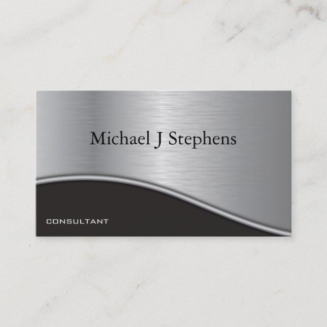 Modern Professional Black Textured Platinum Business Card (Front)
