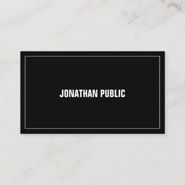 Modern Professional Black White Elegant Minimalist Business Card (Front)