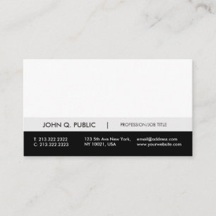Modern Professional Black White Grey Simple Plain Business Card